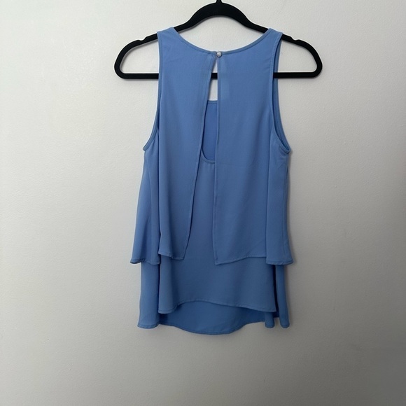Everly Top Blouse Blue Sleeveless Summer Festival Flowy Top minimalist Spring - Picture 10 of 14